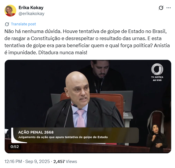 A deputada petista Erika Kokay (DF) comemorou: 