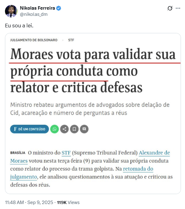 Deputado Nikolas Ferreira (PL-MG) ironizou o voto.