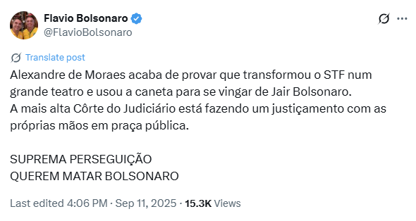 Flávio Bolsonaro também utilizou a tag.