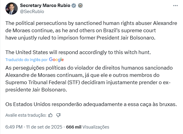 O secretário de Estado, Marco Rubio, disse que os EUA responderam a 
