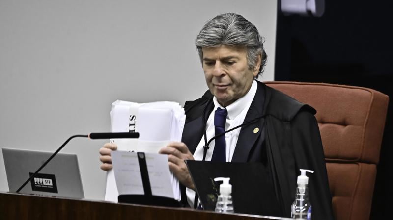Luiz Fux em 11 de setembro, no julgamento da trama golpista na Primeira Turma do Supremo. Ministro foi o único a votar pela absolvição de Jair Bolsonaro.