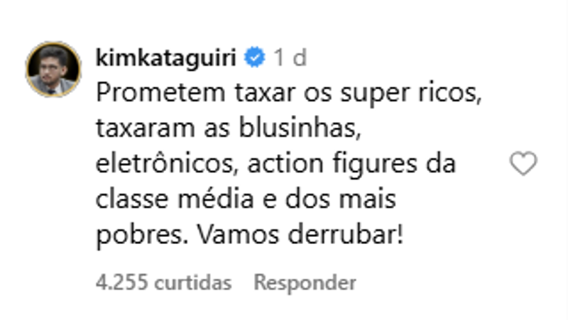 Comentário de Kim Kataguiri, 5 de outubro. 