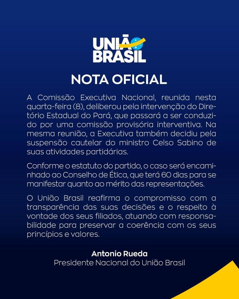 Publicação do União Brasil nas redes sociais.