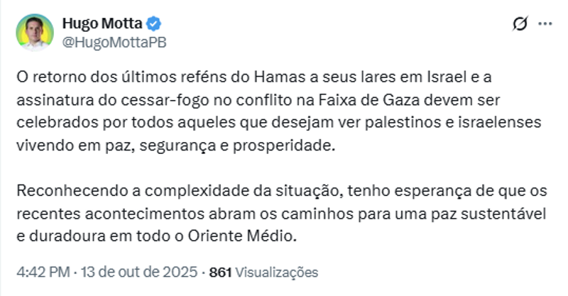 Postagem feita por Motta no X.