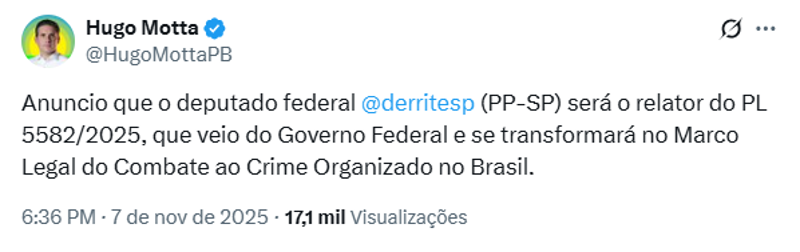 Motta anunciou a escolha nas redes sociais.