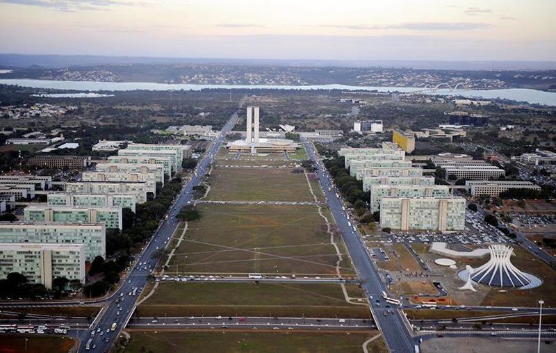 Vista aérea da Esplanada dos Ministérios em Brasília.