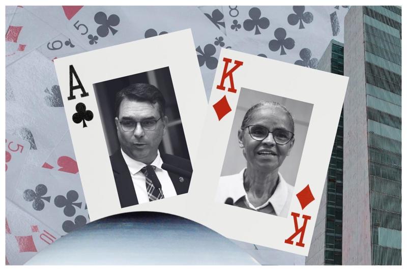 Flávio Bolsonaro é favorito na disputa ao Senado pelo Rio de Janeiro, enquanto a ministra Marina Silva ainda não se decidiu sobre uma eventual candidatura por São Paulo.