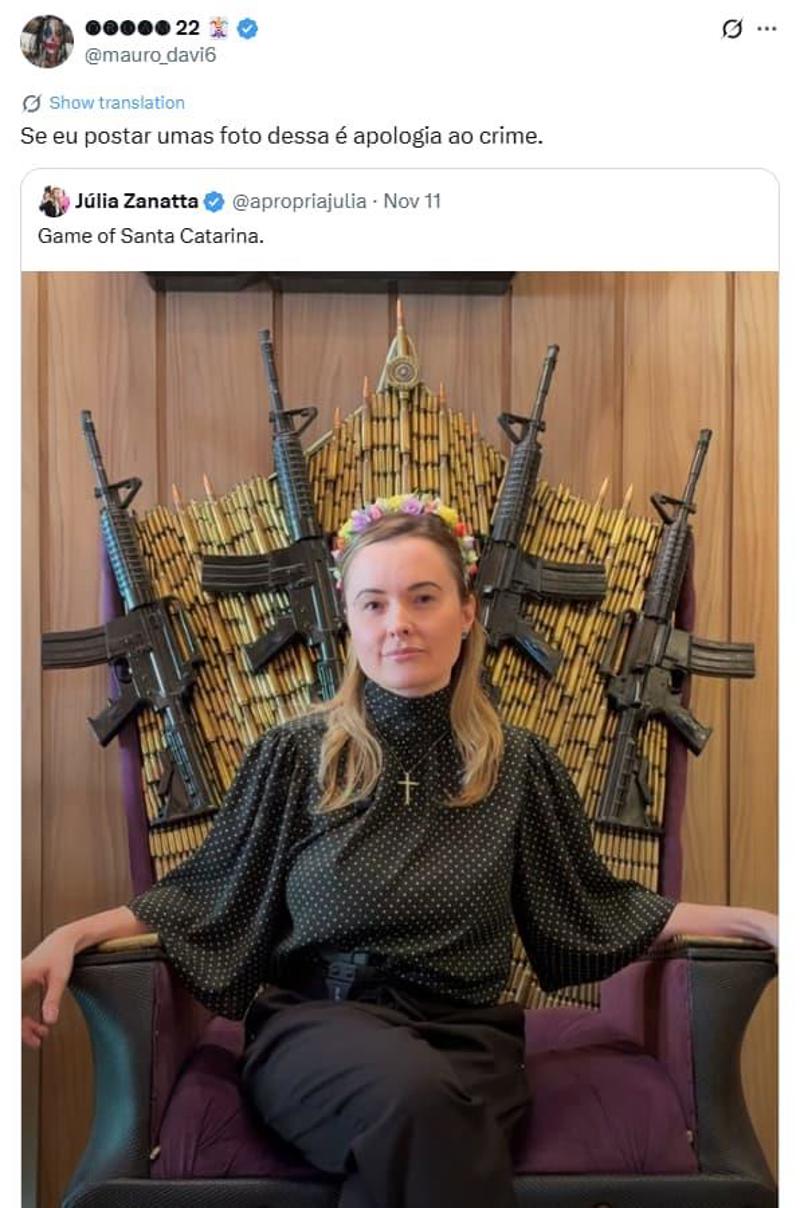 Publicação do rapper nas redes sociais.