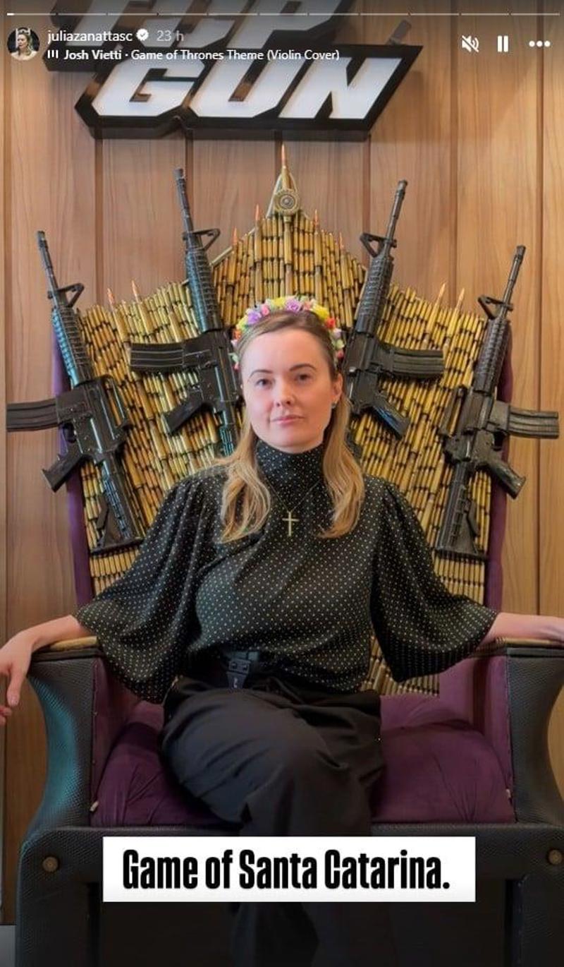 Julia Zanatta em publicação recente nas redes sociais.