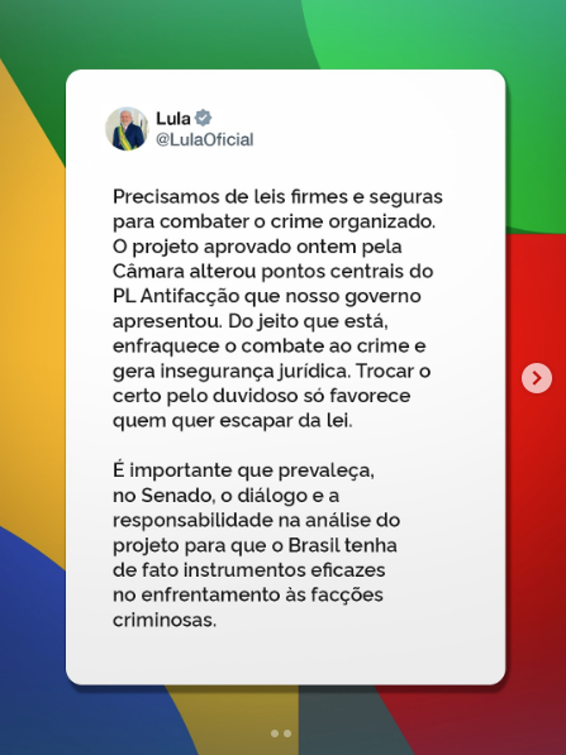 Primeira parte da fala do presidente.