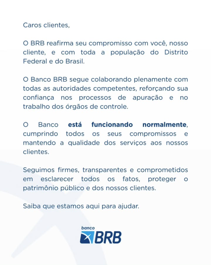 Íntegra da nota oficial publicada no Instagram.