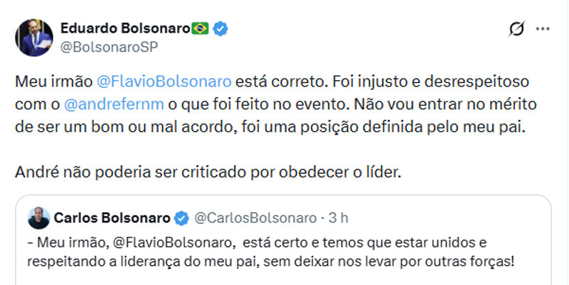 Tuite Eduardo Bolsonaro.