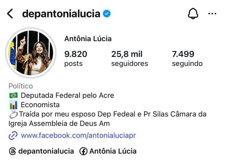 Biografia do perfil de Antônia Lúcia. 