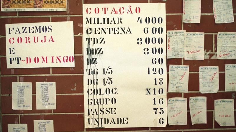 Tabela com resultados do jogo do bicho.