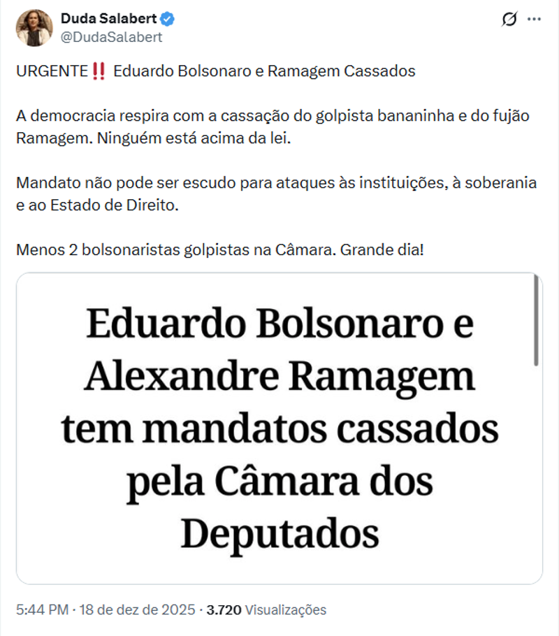 Declaração de Duda Salabert.