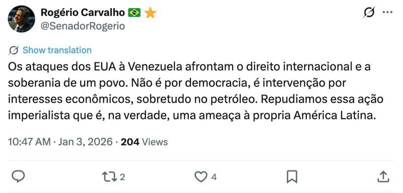 Publicação de Rogério Carvalho.