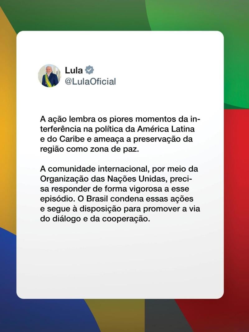 Publicação do presidente Luiz Inácio Lula da Silva.
