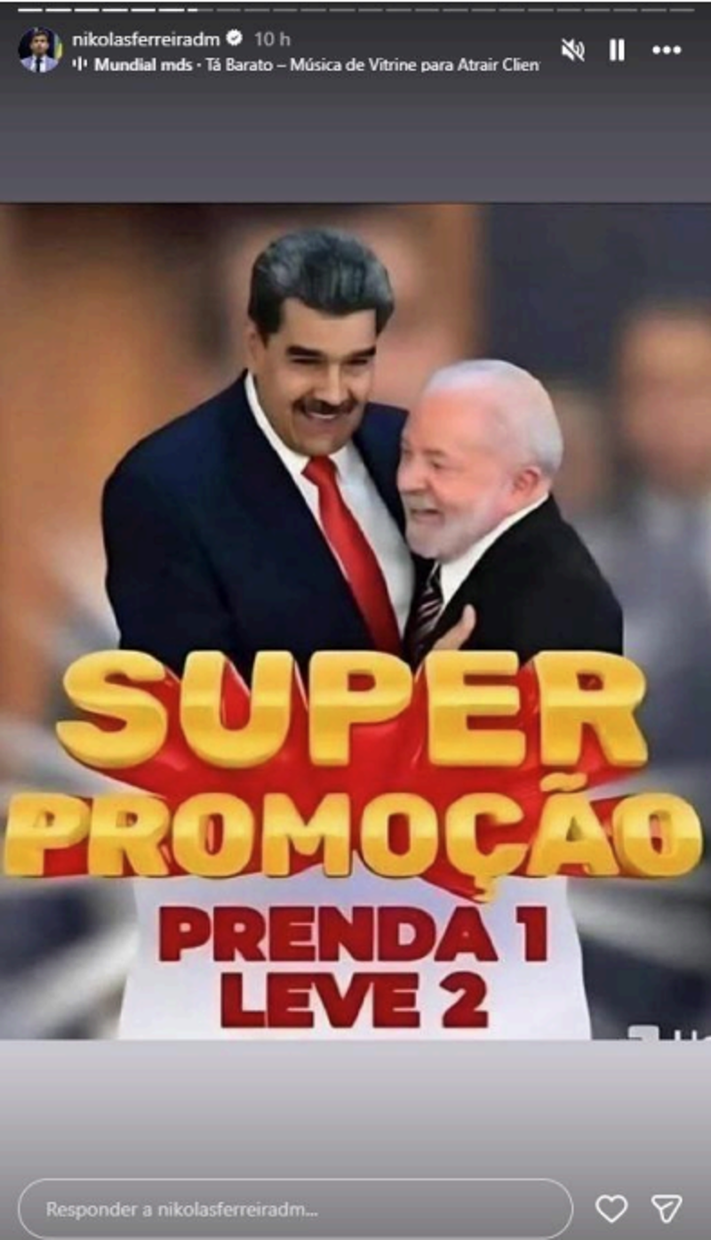 Postagem de Nikolas no Instagram.