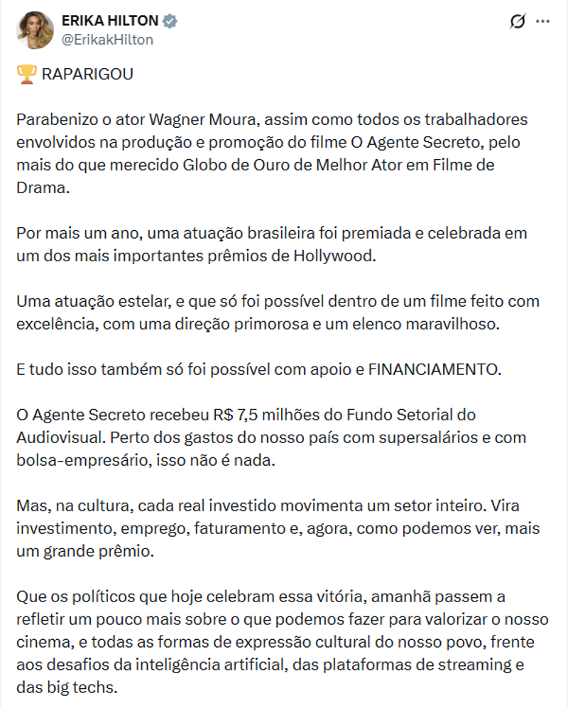 Deputada destacou a importância do financiamento na indústria audiovisual. 