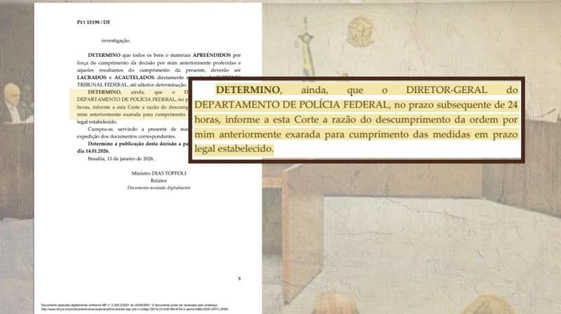 Trecho da decisão do ministro Dias Toffoli.