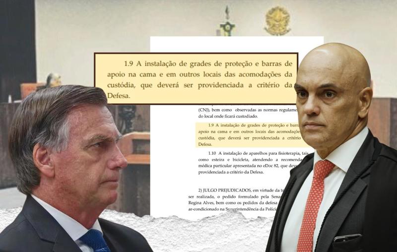 Após queda do ex-presidente, Alexandre de Moraes liberou grades e barras de apoio na cela.