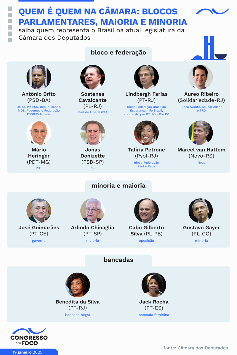 Saiba quem são os líderes da Câmara nesta legislatura.