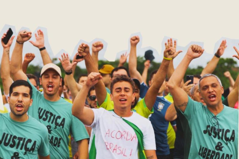 Ato liderado por Nikolas Ferreira reúne apoiadores em marcha simbólica contra decisões do STF. 