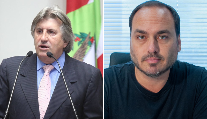 Leonel Pavan, prefeito de Camboriú (à esq.) e Carlos Bolsonaro, ex-vereador do Rio de Janeiro (à dir.).