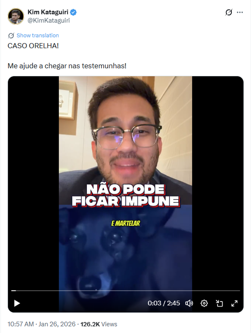 Publicação do deputado Kim Kataguiri no X.