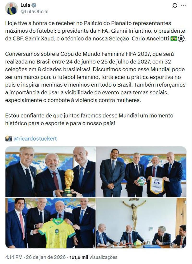 Publicação do presidente Luiz Inácio Lula da Silva. 
