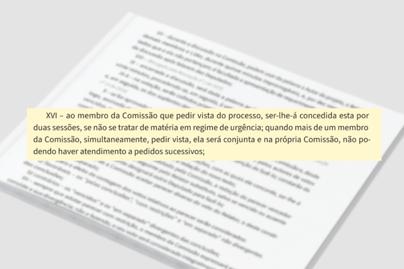 Trecho do Regimento Interno da Câmara.