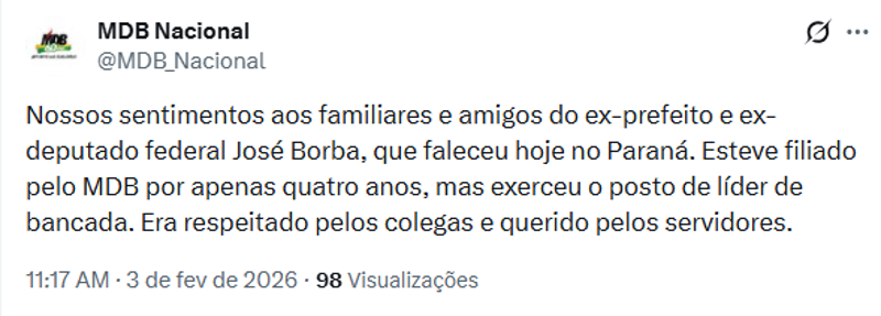 Publicação do MDB. 