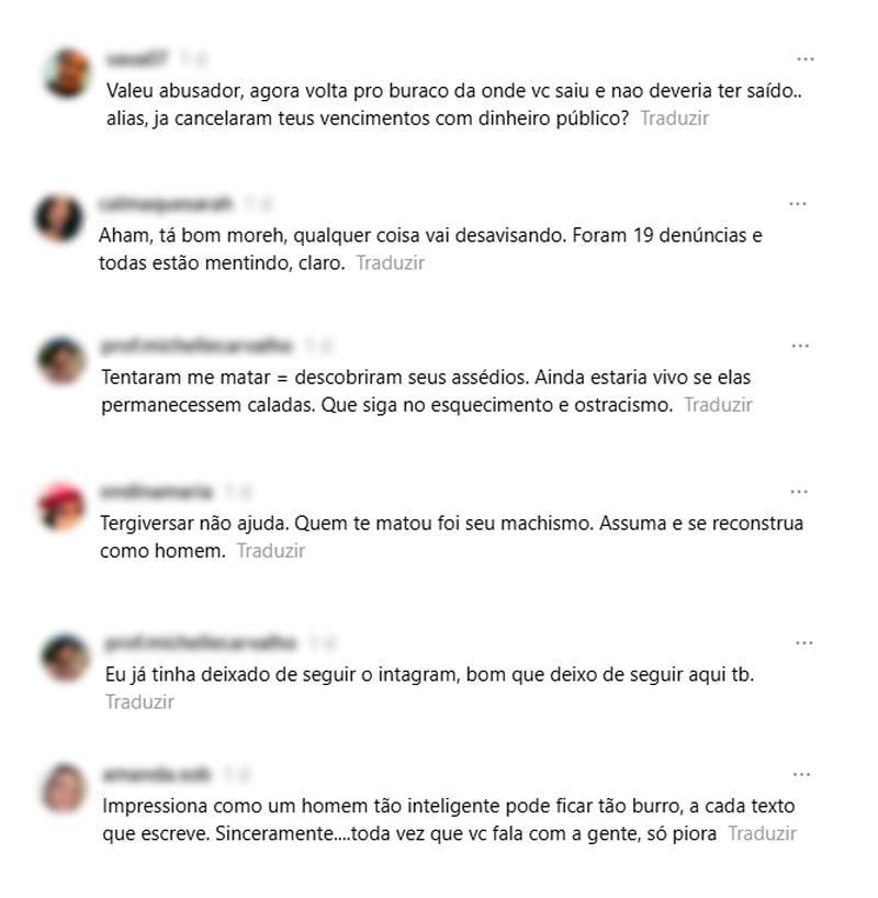 Silvio Almeida foi criticado nos comentários da postagem.