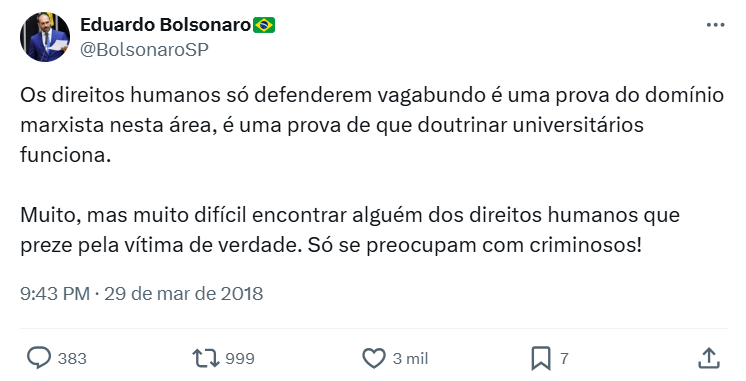 Publicação de 2018 do deputado.