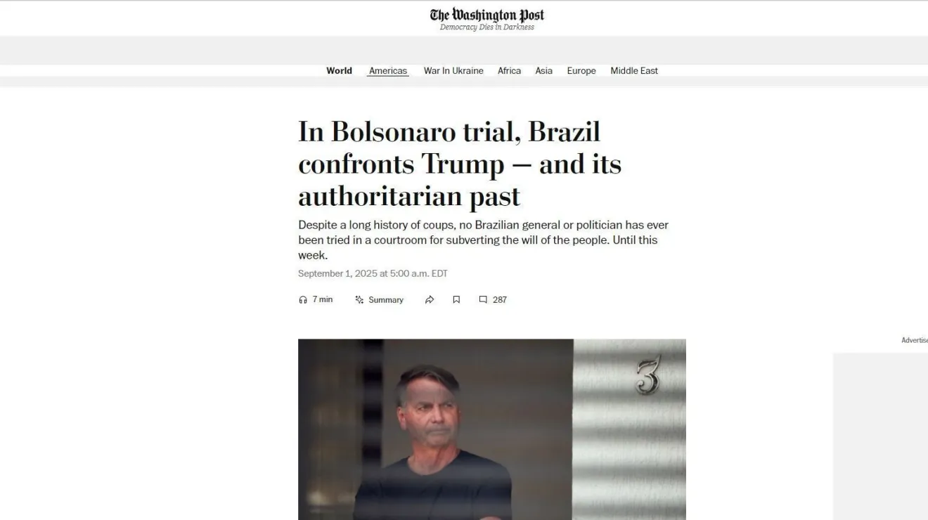 The Washington Post sobre julgamento de Bolsonaro.