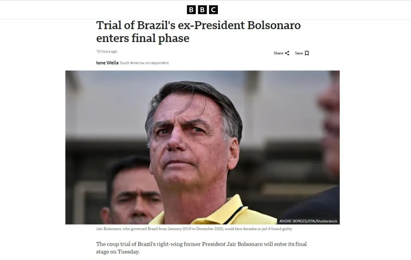 BBC sobre julgamento de Bolsonaro.