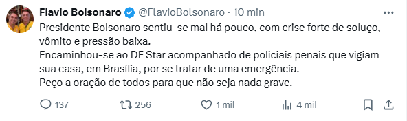 Postagem feita pelo senador Flávio Bolsonaro.