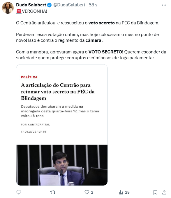 Post feito por Duda Salabert
