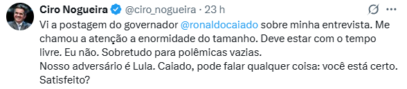 Postagem feita por Ciro Nogueira.