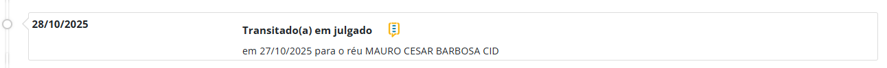 Ação contra Mauro Cid transitou em julgado hoje. Ação contra Mauro Cid transitou em julgado hoje.