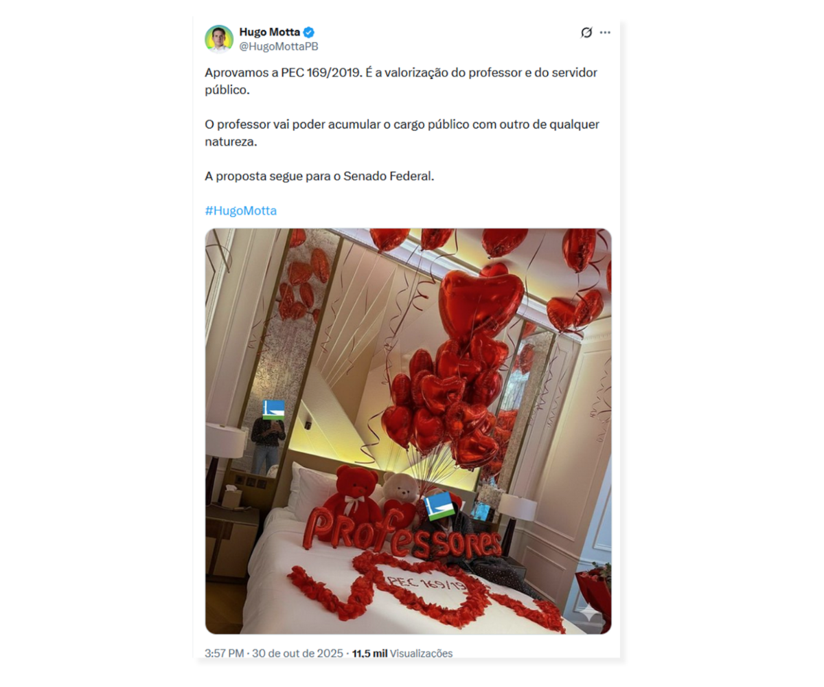 Hugo Motta transforma aprovação da PEC 169 em meme e acerta o tom. Hugo Motta transforma aprovação da PEC 169 em meme e acerta o tom.