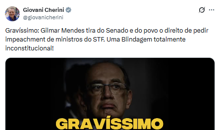 Deputado Giovani Cherini chamou de blindagem inconstitucional decisão de Gilmar.