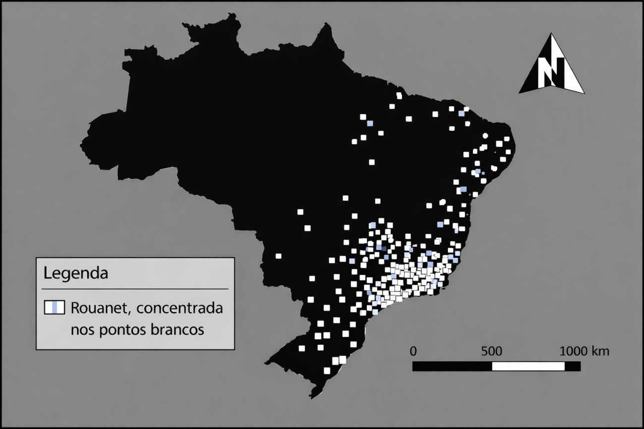 A Rouanet fica concentrada nos pontos brancos.